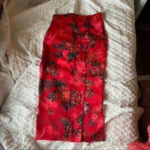 Zara floral midi skirt silk material